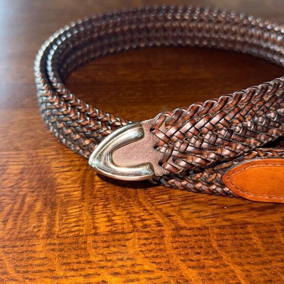 Perry Ellis Brown Leather Braided Belt Men's XXL 42 - Picture 2 of 10